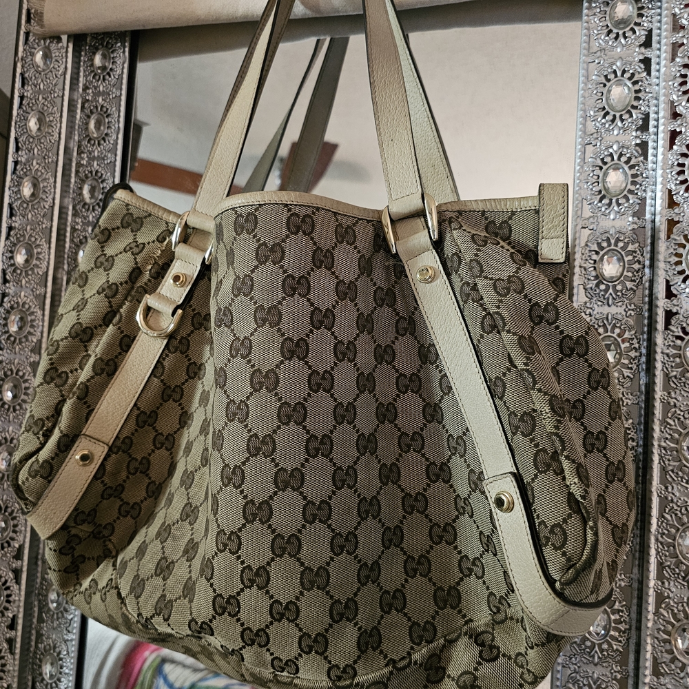 Gucci Beige Monogram Tote Bag
